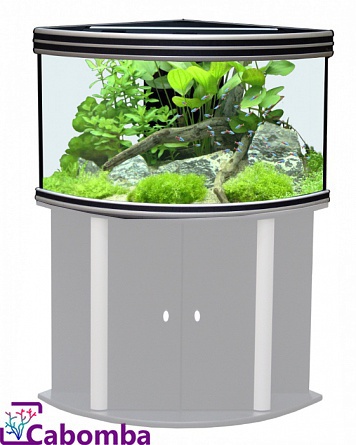 Угловой аквариум "EVASION CORNER 100" с освещением Т5 2х28Вт фирмы AQUATLANTIS (100х75х60 см/черный/190 литров)  на фото