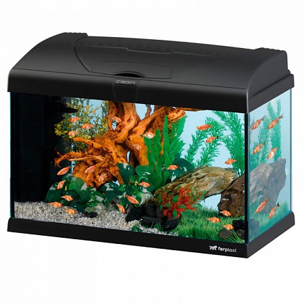 Прямоугольный аквариум FERPLAST CAPRI 50 (52x27x36 см/черный/40 л) на фото