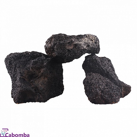 Натуральный камень “Черный вулканический камень М” фирмы PRIME (10-20 см)  на фото