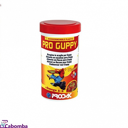 Корм хлопьевидный PRO Guppy для гуппи и живородящих рыб фирмы Prodac (0.1 л/0.02 кг)  на фото