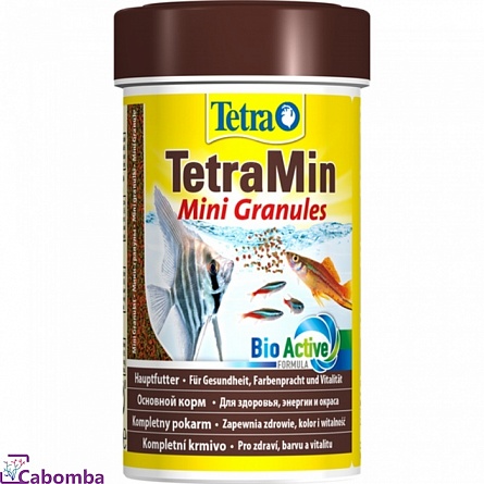 Корм TetraMin Mini Granules для маленьких рыб (100 мл), мини-гранулы на фото