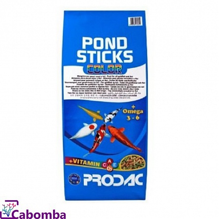 Корм гранулированный “Pondsticks Color” для карпов кои и других прудовых рыб фирмы Prodac (32 л/5 кг)  на фото