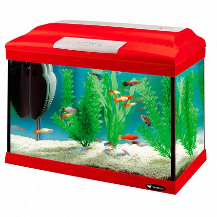 Прямоугольный аквариум FERPLAST CAYMAN 40 COLOURS (41.5 x 21.5x34 см/красный/21 л) на фото