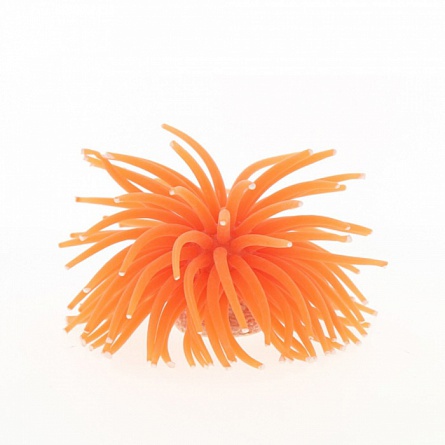 Коралл на керамической основе (силиконовый, оранжевый, 13х13х10см) на фото