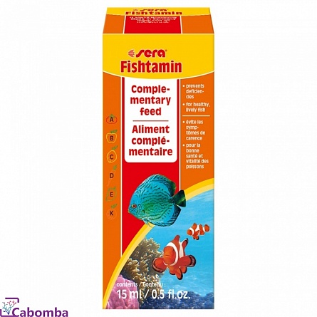 Витамины для рыб fishtamin фирмы Sera (15 мл) на фото