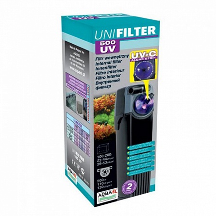 Фильтр внутренний AQUAEL UNIFILTER 500 UV (500 л/ч, для аквариума до 200 л) на фото
