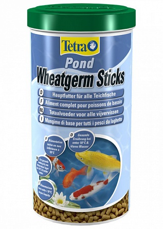 Гранулированный корм для кормления прудовых рыб при низких температурах Pond Wheatgerm Sticks 1.0л фирмы Tetra  на фото