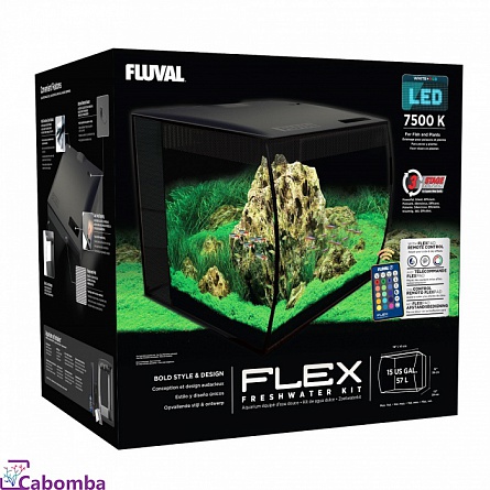 Аквариум панорамный FLUVAL Flex фирмы HAGEN (41x39x39 см/57л/черный)  на фото