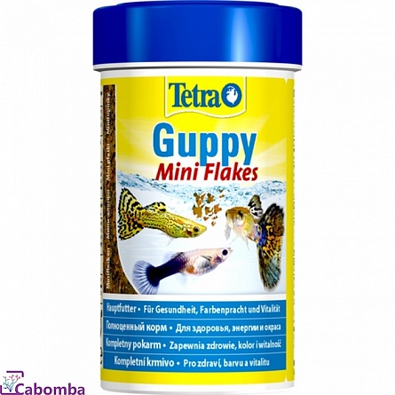 Корм Tetra Guppy Mini Flakes для гуппи и других живородящих (100 мл), мини-хлопья на фото