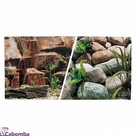 Двусторонний фон “Камни с растениями/Камни с растениями” фирмы Hagen (45х750 см) цена за 1 метр на фото