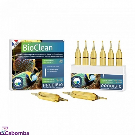 Набор добавок для морского и пресноводного аквариума Prodibio Bioclean (Bio digest+Bioptim) 6 амп на фото