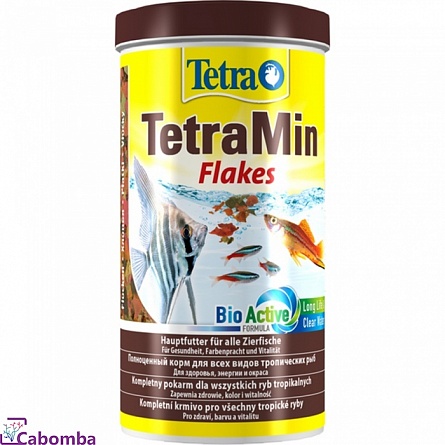 Корм Tetra Min Flakes для всех видов пресноводных рыб (1000 мл), хлопья на фото