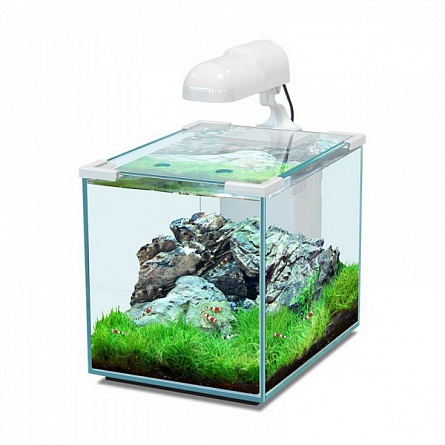 Нано-аквариум NANO CUBIC 20 с LED-освещением фирмы AQUATLANTIS (23х30х38 см/белый/20 литров)  на фото