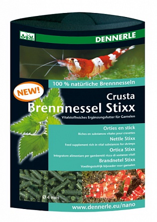 Витаминная добавка “Crusta Brennessel Stixx” фирмы Dennerle для усиления пигмента пресноводных креветок  на фото