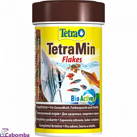 Корм Tetra Min Flakes для всех видов пресноводных рыб (100 мл), хлопья на фото