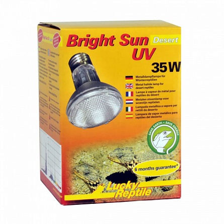 Металлогалогенная лампа (МГ) "Bright Sun UV Desert", фирмы Lucky Reptile, мощность 35 ватт на фото