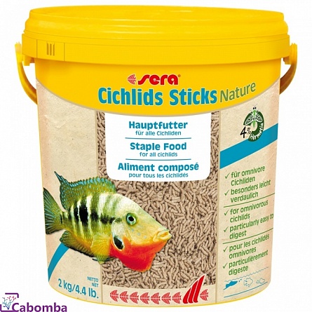 Гранулированный корм для цихлид Cichlid Sticks фирмы SERA (10 л.) на фото