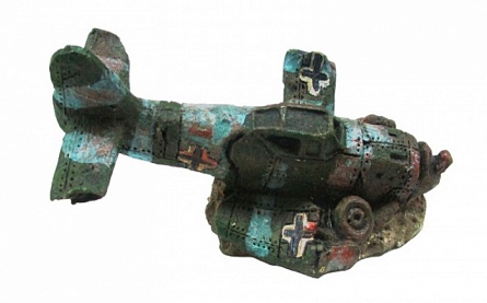 Декорация "Затонувший самолет мини" (пластик, 80х45х45мм) на фото