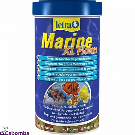 Корм Tetra Marine XL Flakes для средних и крупных морских рыб (500 мл), хлопья на фото