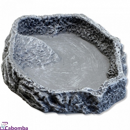 Кормушка-поилка в виде серого камня "Reptil Bar GREY L" фирмы JBL (16х14х5 см)  на фото