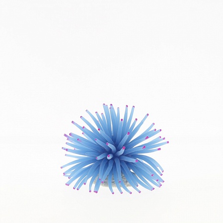 Коралл на керамической основе (силиконовый, синий, 4.5х4.5х4см) на фото