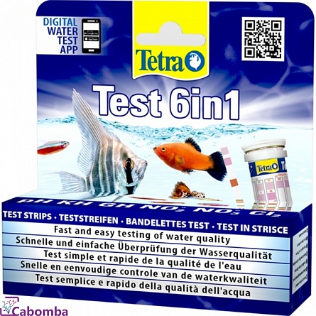 Тест-полоски Tetra Test 6in1 для пресной воды (25 шт) pH, KH, GH, NO2, NO3, Cl на фото