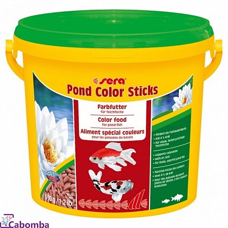 Гранулированный корм Pond Color Sticks для яркого натурального окраса прудовых рыб фирмы Sera, 3.8л  на фото