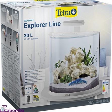 Аквариум Tetra AquaArt LED Explorer Line 30L White Edition для золотых рыб (40.9х26х51.8 см/белый/30 литров)  на фото