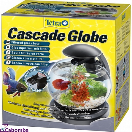 Круглый аквариум Tetra Cascade Globe 6,8 л  (с LED светильником) черный на фото