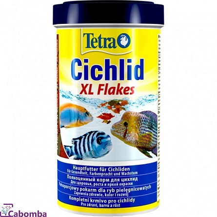 Корм Tetra Cichlid XL Flakes для всех видов цихлид (500 мл), хлопья на фото