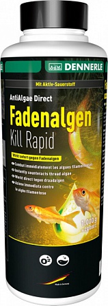 Порошковое средство для борьбы с нитчатыми водорослями в садовых прудах "Thread Algae Kill Rapid" фирмы Dennerle (1.000 гр)  на фото
