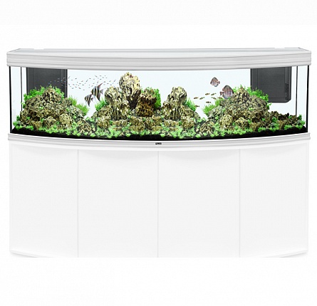 Панорамный аквариум "FUSION HORIZON 200" с LED-освещением 2х88 Вт фирмы AQUATLANTIS (200x67x60 см/белый глянец/581 литр)  на фото