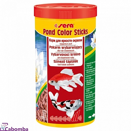 Гранулированный корм Pond Color Sticks для яркого натурального окраса прудовых рыб фирмы Sera, 1л  на фото