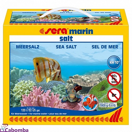 Морская соль Marine Sea Salt фирмы Sera  3.9 кг/120 л (коробка) на фото
