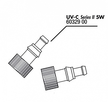   Два сменных штуцера с резьбой для UV-C стерилизатора фирмы JBL 5 Вт, (+ 2 прокладки)  на фото
