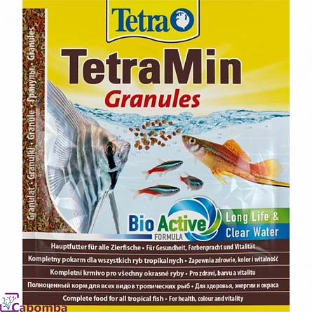 Корм TetraMin Granules для пресноводных рыб (15 гр), гранулы на фото