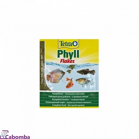 Корм Tetra Phyll Flakes для живородящих и растительноядных рыб (12 гр), хлопья на фото