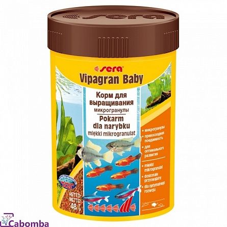 Хлопьевидный корм для молоди (мальков) Vipagran baby фирмы Sera (100 мл.) на фото