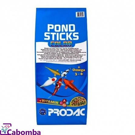 Корм гранулированный “Pondsticks Color” для прудовых рыб фирмы Prodac (8.3 л/1 кг)  на фото
