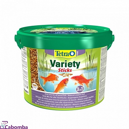 Гранулированный корм для прудовых рыб Pond Variety Stiсks (три вида палочек) фирмы Tetra,10 литров  на фото