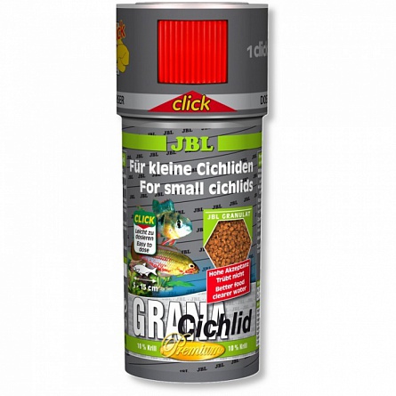 Гранулированный корм Grana Cichlid для цихлид фирмы JBL +дозатор (110 гр.) на фото