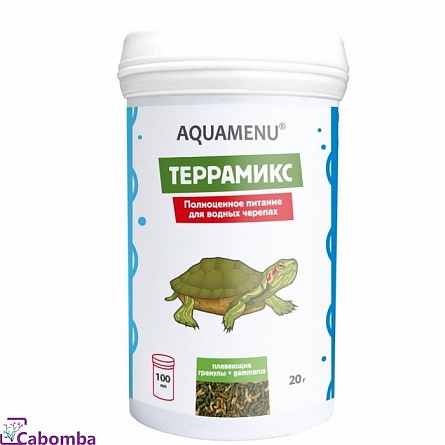Корм AQUAMENU Террамикс корм для водных черепах (гранулы+гаммарус) 100 мл на фото
