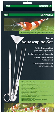 Набор инструментов "Aquascaping Set" для работы с растениями в нано-аквариуме фирмы DENNERLE, нержавеющая сталь  на фото