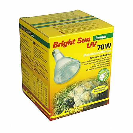 Сменная лампа МГ типа "Bright Sun UV Jungle" фирмы Lucky Reptile, мощность 70 Ватт (для тропических террариумов)  на фото
