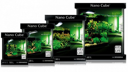 Нано-аквариум Nano Cube Basic 30 фирмы Dennerle со светильником Nano Style LED M  (30х30х35 см/30 л)  на фото