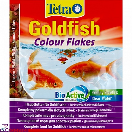 Корм Tetra Goldfish Colour Flakes для улучшения окраса золотых рыб (12 гр), хлопья на фото