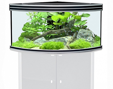 Угловой аквариум "EVASION CORNER 120" с освещением Т5 2х39Вт фирмы AQUATLANTIS (120х85х60 см/черный/305 литров)  на фото