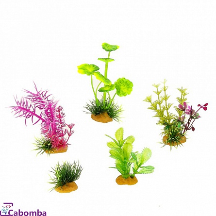 Комплект искусственных растений из пластика фирмы PRIME (2-10 см/5 шт) 70603  на фото