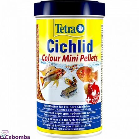 Корм Tetra Cichlid Colour Mini Pellets для небольших цихлид (500 мл) на фото