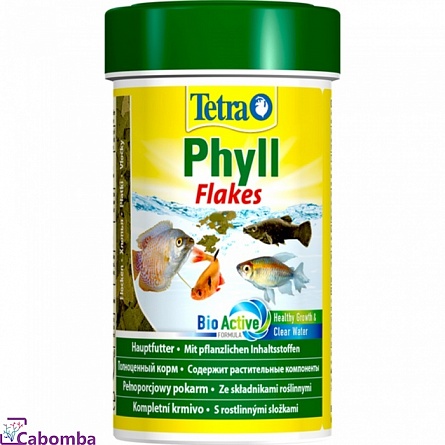 Корм Tetra Phyll Flakes для растительноядных рыб (100 мл), хлопья на фото
